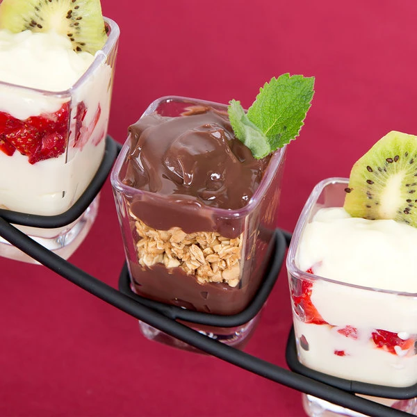 GET Enterprises GET SW-1435-CL 3 Oz. SAN Plastic Square Shot Glass / Dessert Glass - 24/Case 5 GET Enterprises GET SW-1435-CL 3 Oz. SAN Plastic Square Shot Glass / Dessert Glass - 24/Case - Image 3