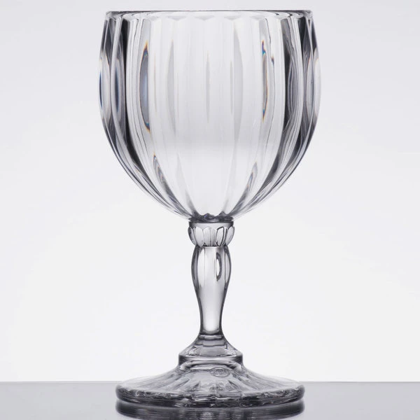 GET Enterprises GET SW-1421-1-SAN-CL 8 Oz. Customizable SAN Plastic Fluted Wine Glass - 24/Case 4 GET Enterprises GET SW-1421-1-SAN-CL 8 Oz. Customizable SAN Plastic Fluted Wine Glass - 24/Case - Image 2