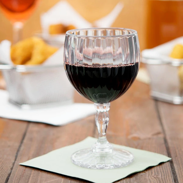 GET Enterprises GET SW-1421-1-SAN-CL 8 Oz. Customizable SAN Plastic Fluted Wine Glass - 24/Case 3 GET Enterprises GET SW-1421-1-SAN-CL 8 Oz. Customizable SAN Plastic Fluted Wine Glass - 24/Case