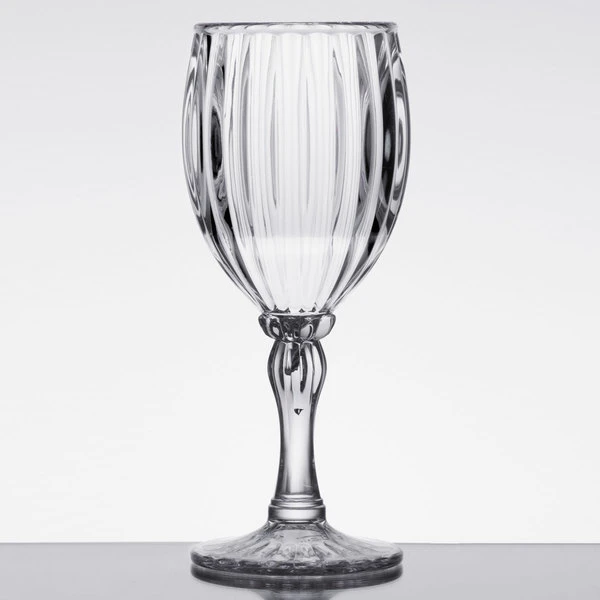GET Enterprises GET SW-1422-1-SAN-CL 8 Oz. Customizable SAN Plastic Fluted Wine Glass - 24/Case 4 GET Enterprises GET SW-1422-1-SAN-CL 8 Oz. Customizable SAN Plastic Fluted Wine Glass - 24/Case - Image 2