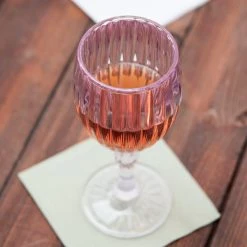 GET Enterprises GET SW-1422-1-SAN-CL 8 Oz. Customizable SAN Plastic Fluted Wine Glass - 24/Case 7 GET Enterprises GET SW-1422-1-SAN-CL 8 Oz. Customizable SAN Plastic Fluted Wine Glass - 24/Case -Acopa Shop 1199807