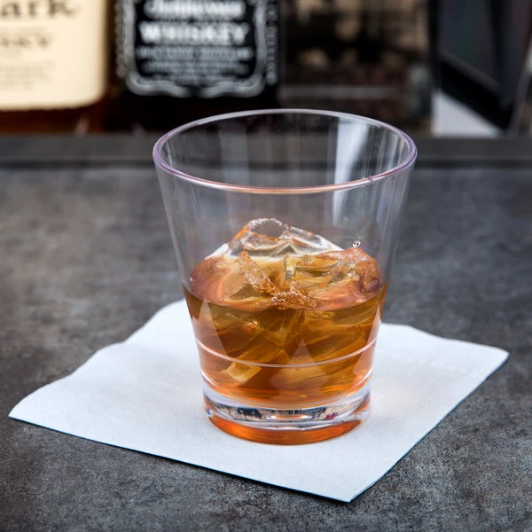 GET Enterprises GET S-9-CL Revo 9 Oz. Customizable SAN Plastic Stackable Rocks / Old Fashioned Glass - 24/Case 3 GET Enterprises GET S-9-CL Revo 9 Oz. Customizable SAN Plastic Stackable Rocks / Old Fashioned Glass - 24/Case
