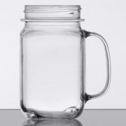 GET Enterprises GET MAS-3-CL Cheers 16 Oz. Customizable Plastic Mason Jar / Drinking Jar With Handle - 24/Case 5 GET Enterprises GET MAS-3-CL Cheers 16 Oz. Customizable Plastic Mason Jar / Drinking Jar With Handle - 24/Case -Acopa Shop 1692778
