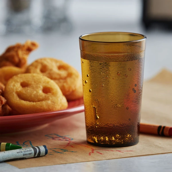 GET Enterprises GET 6605-1-A 5 Oz. Amber Customizable SAN Plastic Pebbled Tumbler - 72/Case 3 GET Enterprises GET 6605-1-A 5 Oz. Amber Customizable SAN Plastic Pebbled Tumbler - 72/Case