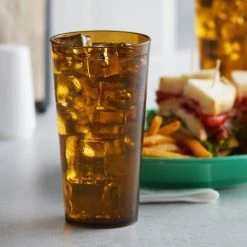 GET Enterprises GET 6620-1-A 20 Oz. Amber Customizable SAN Plastic Pebbled Tumbler - 72/Case