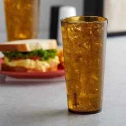 GET Enterprises GET 6624-1-A 24 Oz. Amber Customizable SAN Plastic Pebbled Tumbler - 72/Case