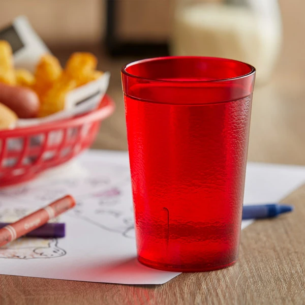 GET Enterprises GET 6608-1-R 8 Oz. Red Customizable SAN Plastic Pebbled Tumbler - 72/Case 3 GET Enterprises GET 6608-1-R 8 Oz. Red Customizable SAN Plastic Pebbled Tumbler - 72/Case