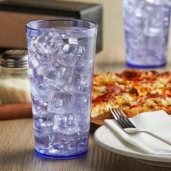 GET Enterprises GET 6632-1-BL 32 Oz. Blue Customizable SAN Plastic Tall Pebbled Tumbler - 48/Case