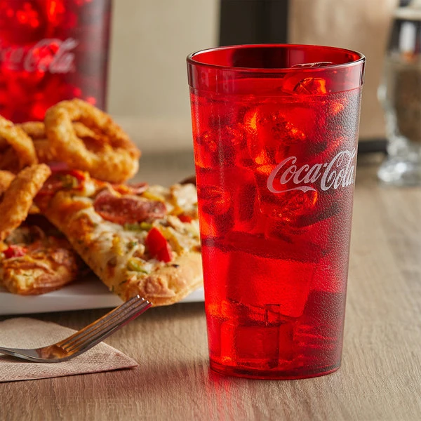 Carlisle 52163550D Stackable 16 Oz. Ruby Coca-Cola® SAN Plastic Tumbler - 72/Case 3 Carlisle 52163550D Stackable 16 Oz. Ruby Coca-Cola® SAN Plastic Tumbler - 72/Case