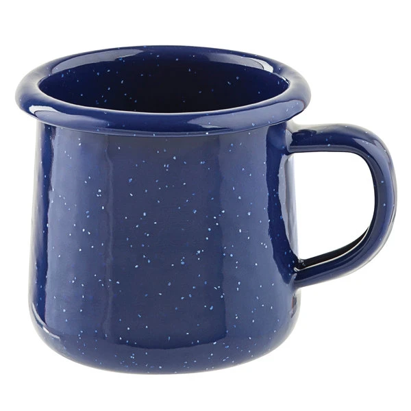 Tablecraft 10154 Enamelware 6 Oz. Blue Rolled Rim Mug With Speckles 3 Tablecraft 10154 Enamelware 6 Oz. Blue Rolled Rim Mug With Speckles