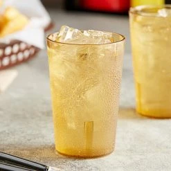 Choice 8 Oz. Amber SAN Plastic Pebbled Tumbler - 12/Pack