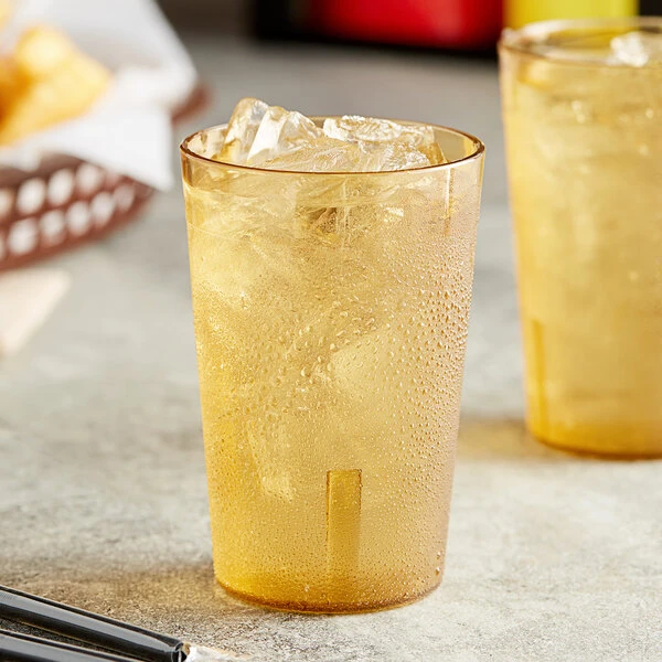 Choice 8 Oz. Amber SAN Plastic Pebbled Tumbler - 12/Pack 3 Choice 8 Oz. Amber SAN Plastic Pebbled Tumbler - 12/Pack