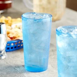Choice 16 Oz. Blue SAN Plastic Pebbled Tumbler - 12/Pack