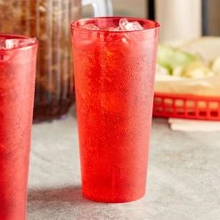Choice 24 Oz. Red SAN Plastic Pebbled Tumbler - 12/Pack