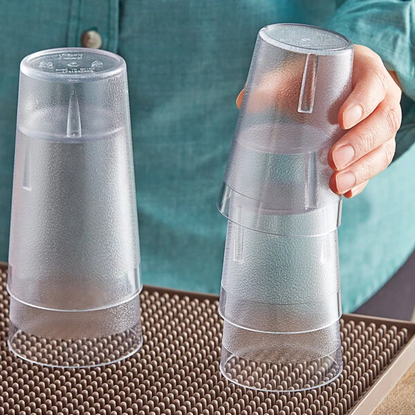 Choice 8 Oz. Clear SAN Plastic Pebbled Tumbler - 12/Pack 5 Choice 8 Oz. Clear SAN Plastic Pebbled Tumbler - 12/Pack - Image 3