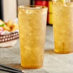 Choice 24 Oz. Amber SAN Plastic Pebbled Tumbler - 12/Pack