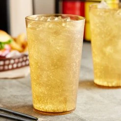 Choice 32 Oz. Amber SAN Plastic Pebbled Tumbler - 12/Pack