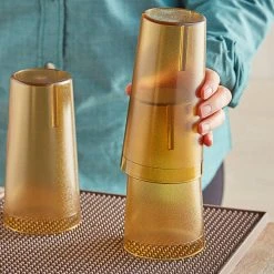Choice 20 Oz. Amber SAN Plastic Pebbled Tumbler - 12/Pack -Acopa Shop 2163877
