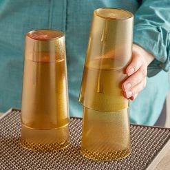 Choice 16 Oz. Amber SAN Plastic Pebbled Tumbler - 12/Pack 7 Choice 16 Oz. Amber SAN Plastic Pebbled Tumbler - 12/Pack -Acopa Shop 2165208