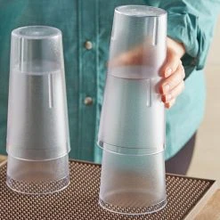 Choice 24 Oz. Clear SAN Plastic Pebbled Tumbler - 12/Pack -Acopa Shop 2166225