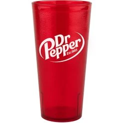 GET Enterprises GET 6624-R-DR 24 Oz. Red Dr. Pepper® SAN Plastic Pebbled Tumbler - 72/Case