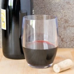 GET Enterprises GET SW-1461-CL 12 Oz. Customizable SAN Plastic Stemless Wine Glass - 24/Case