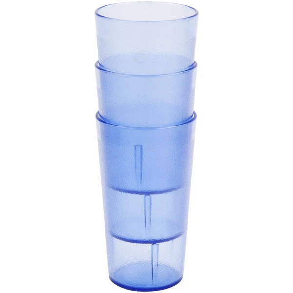 Cambro 1200P401 Colorware 12.6 Oz. Slate Blue Customizable SAN Plastic Tumbler - 6/Pack 5 Cambro 1200P401 Colorware 12.6 Oz. Slate Blue Customizable SAN Plastic Tumbler - 6/Pack - Image 3