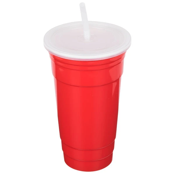 GET Enterprises GET SC-32-SET-R To-Go 32 Oz. Red Customizable Plastic Reusable Tumbler, Lid, And Straw Set - 24/Case 4 GET Enterprises GET SC-32-SET-R To-Go 32 Oz. Red Customizable Plastic Reusable Tumbler, Lid, And Straw Set - 24/Case - Image 2
