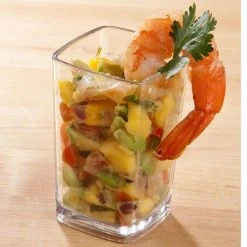 Cambro DG3CW Aliso 3.4 Oz. Customizable Plastic Square Shot Glass / Dessert Glass - 72/Case